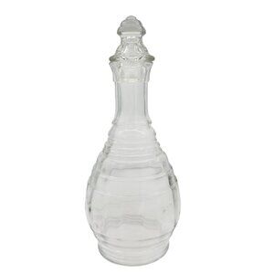 Vintage Clear Glass Decanter w Stopper Ribbed Elegant Design Tableware Barware